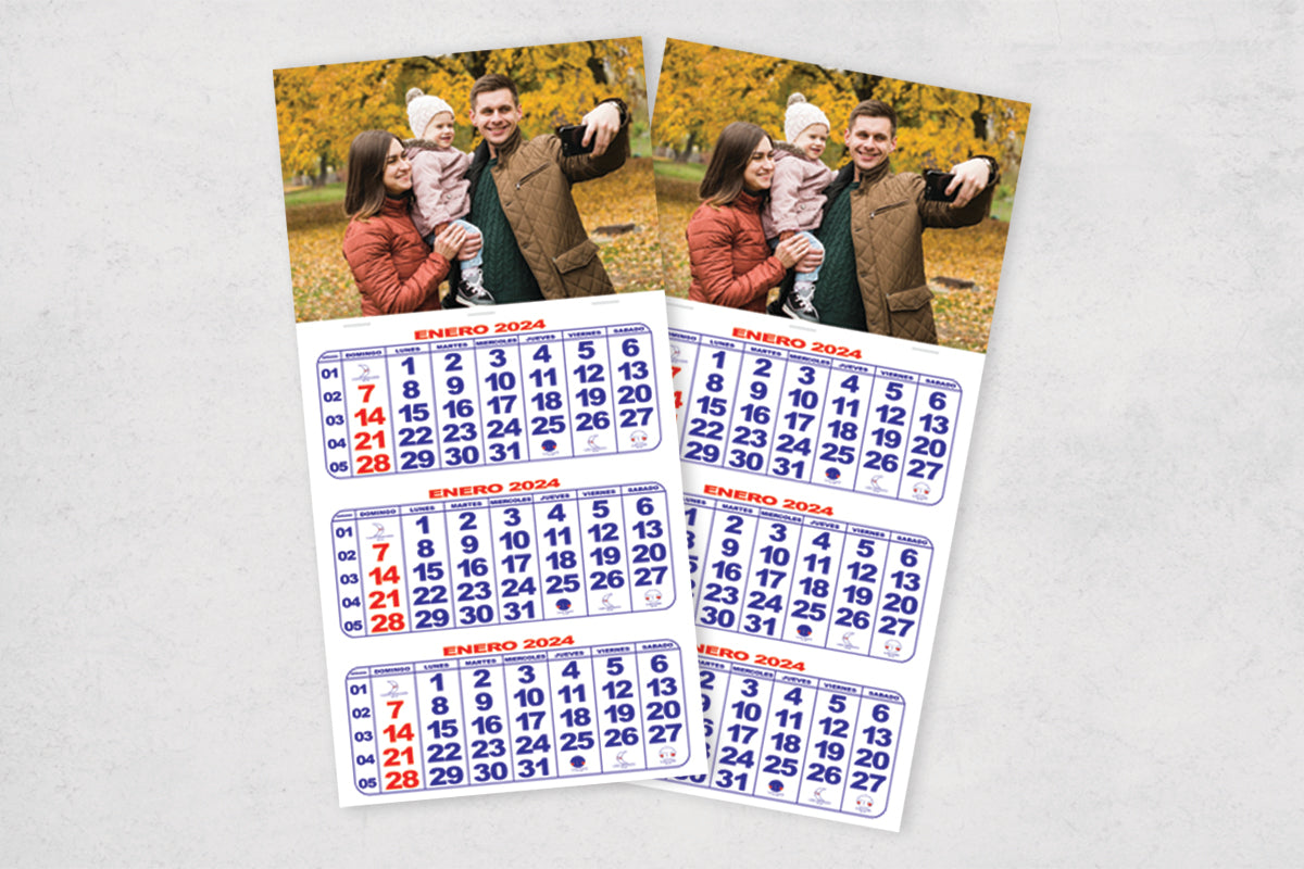 25 Calendarios Personalizados, tamaño 11x17 pulgadas.