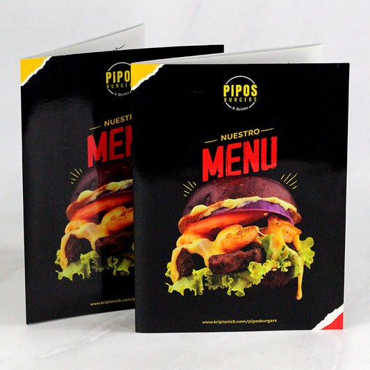 12 Menú para Restaurante Tríptico 3 cuerpos. Medida 24×10.5 pulgadas