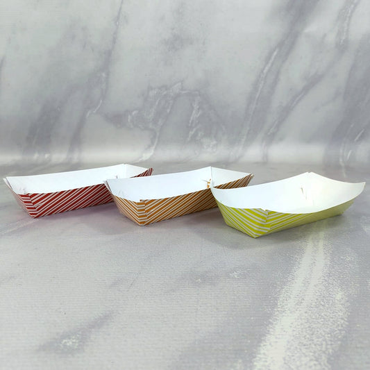 Millar de Bandejas para Hot Dog Impresión Un Color (Diseño Genérico) en Texcote. Medidas: 18x7.5x4.5 CM.