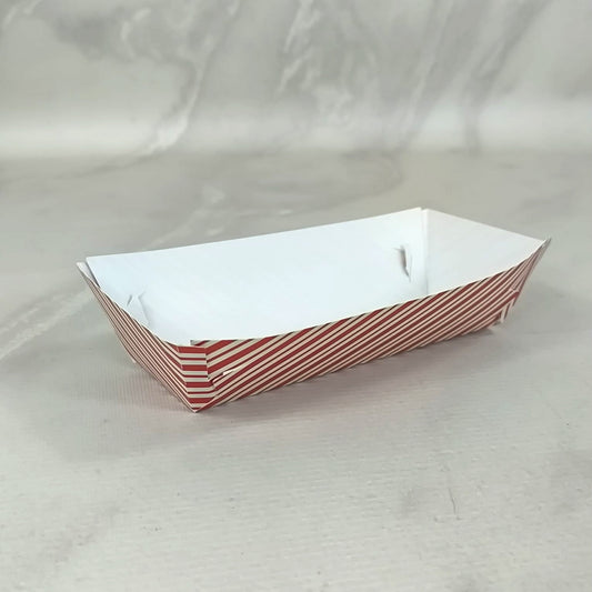 Ciento de Bandejas para Hot Dog Impresión Un Color (Diseño Genérico) en Texcote. Medidas: 18x7.5x4.5 CM.