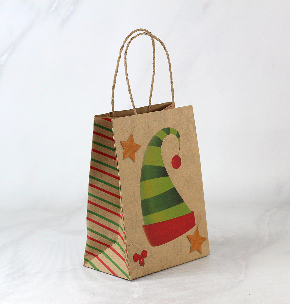 1 Ciento de Bolsas Kraft Pequeñas Impresas Full Color. Medidas: 17.5X23.5x10 cm