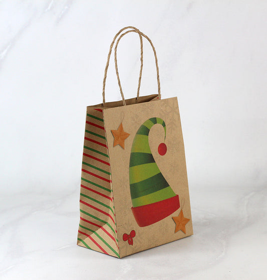 1 Ciento de Bolsas Kraft Pequeñas Impresas Full Color. Medidas: 17.5X23.5x10 cm