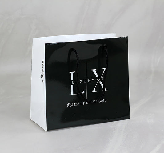 Ciento de Bolsas Tipo Boutique Impresas en Papel Sintético Laminada Full Color Medidas: 12.5x17x6cm