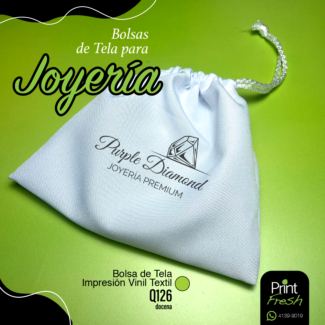 25 Bolsas de Tela para Joyería con DTF o Sublimadas Medidas: 20×18 cm
