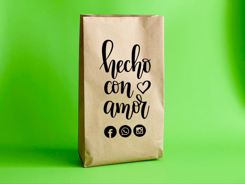 Millar de Bolsa Kraft Impresas a 1 Color. Medidas: 22x40x8 cm.
