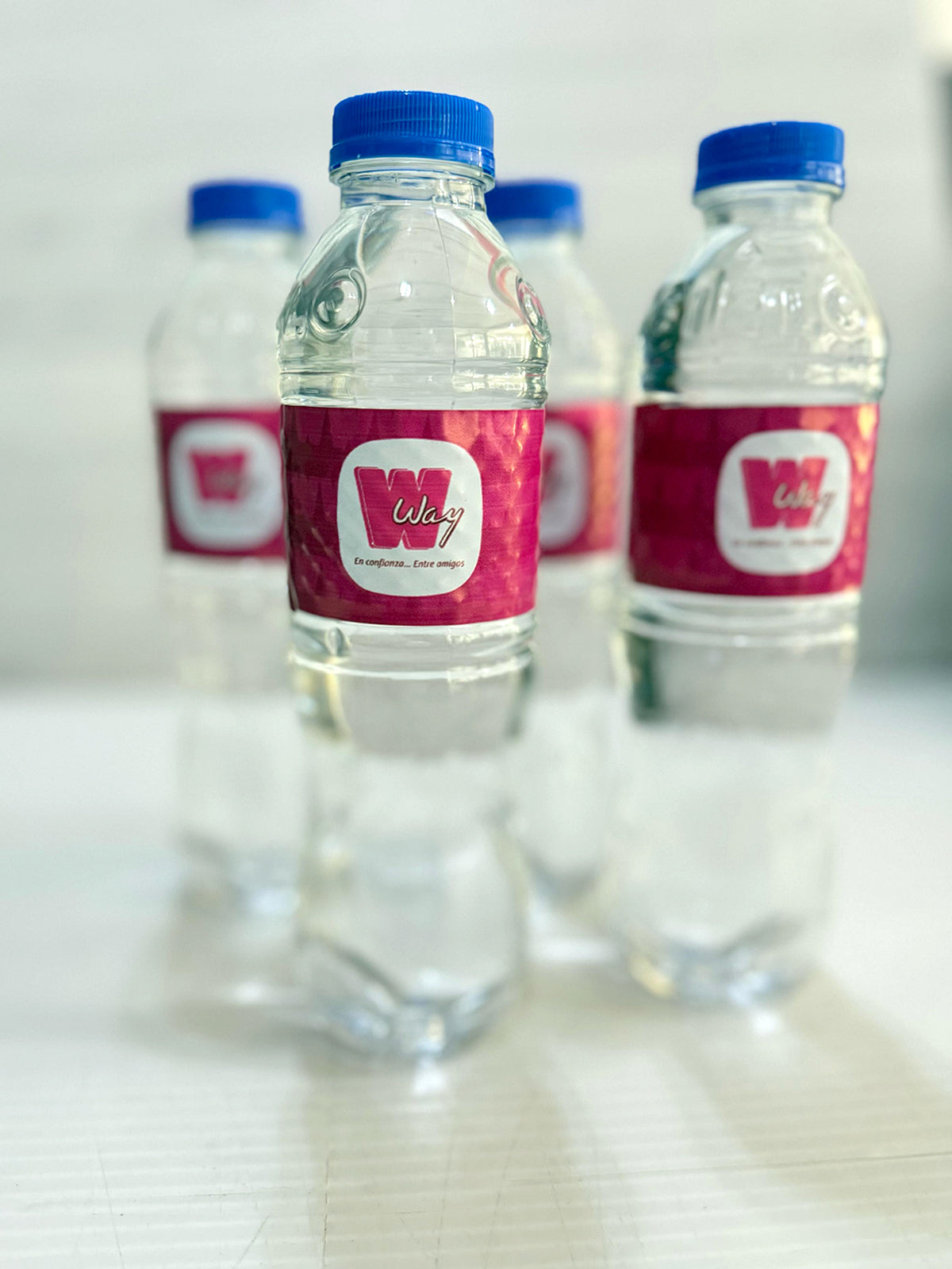 100 Etiquetas para Botellas Agua Pura. Medidas: 22x5 cm.
