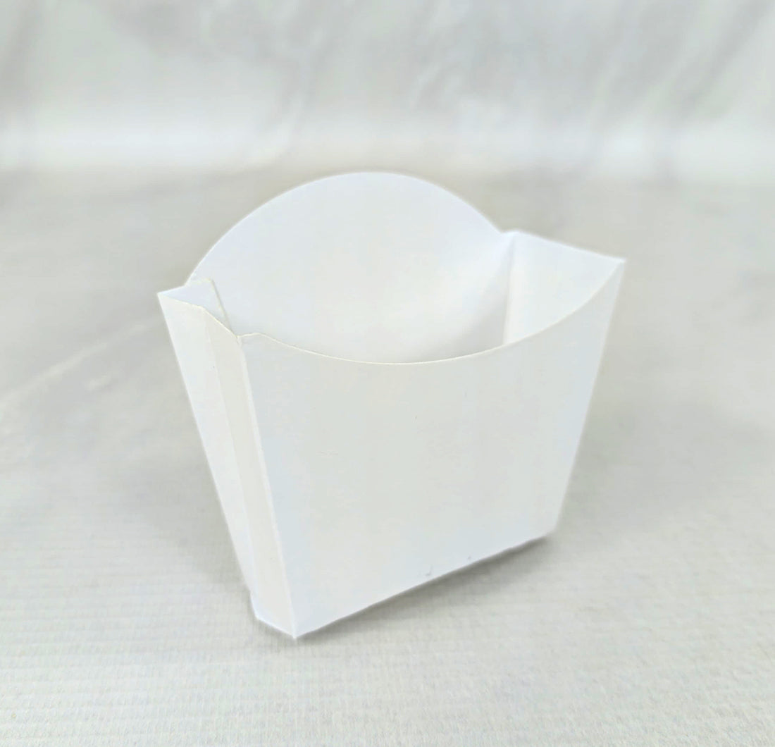 Millar de Cajas para Papas Medianas sin Impresión en Texcote o Kraft. Medidas: 8.5X8X3.5cm.