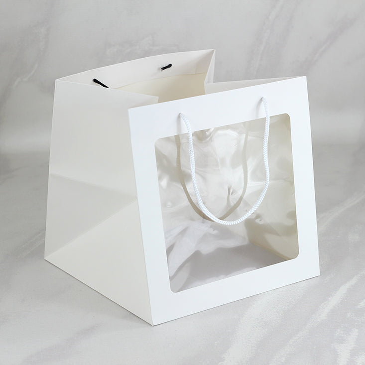 25 Bolsas Medianas Premium para Pasteles, Semi Rígida con Ventana de Acetato Medidas: 25x25x25 cm
