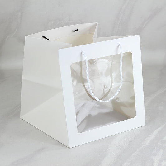 25 Bolsas Medianas Premium para Pasteles, Semi Rígida con Ventana de Acetato Medidas: 25x25x25 cm