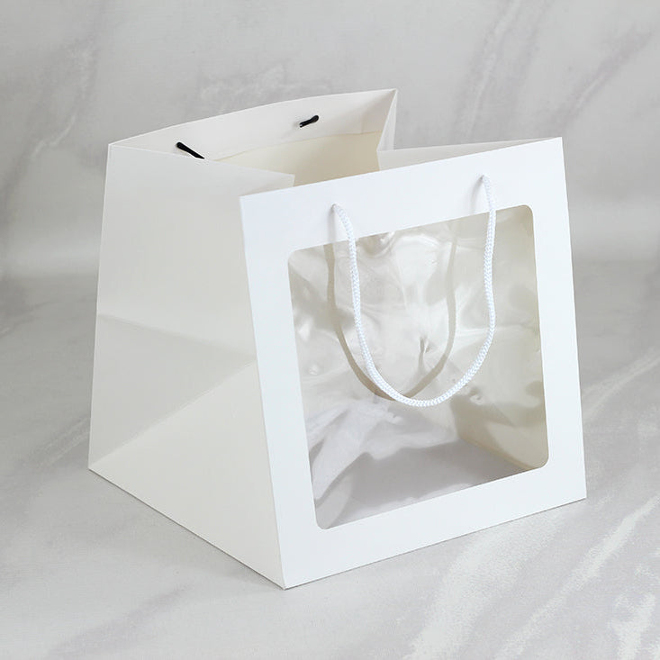 25 Bolsas Medianas Premium para Pasteles, Semi Rígida con Ventana de Acetato Medidas: 25x25x25 cm