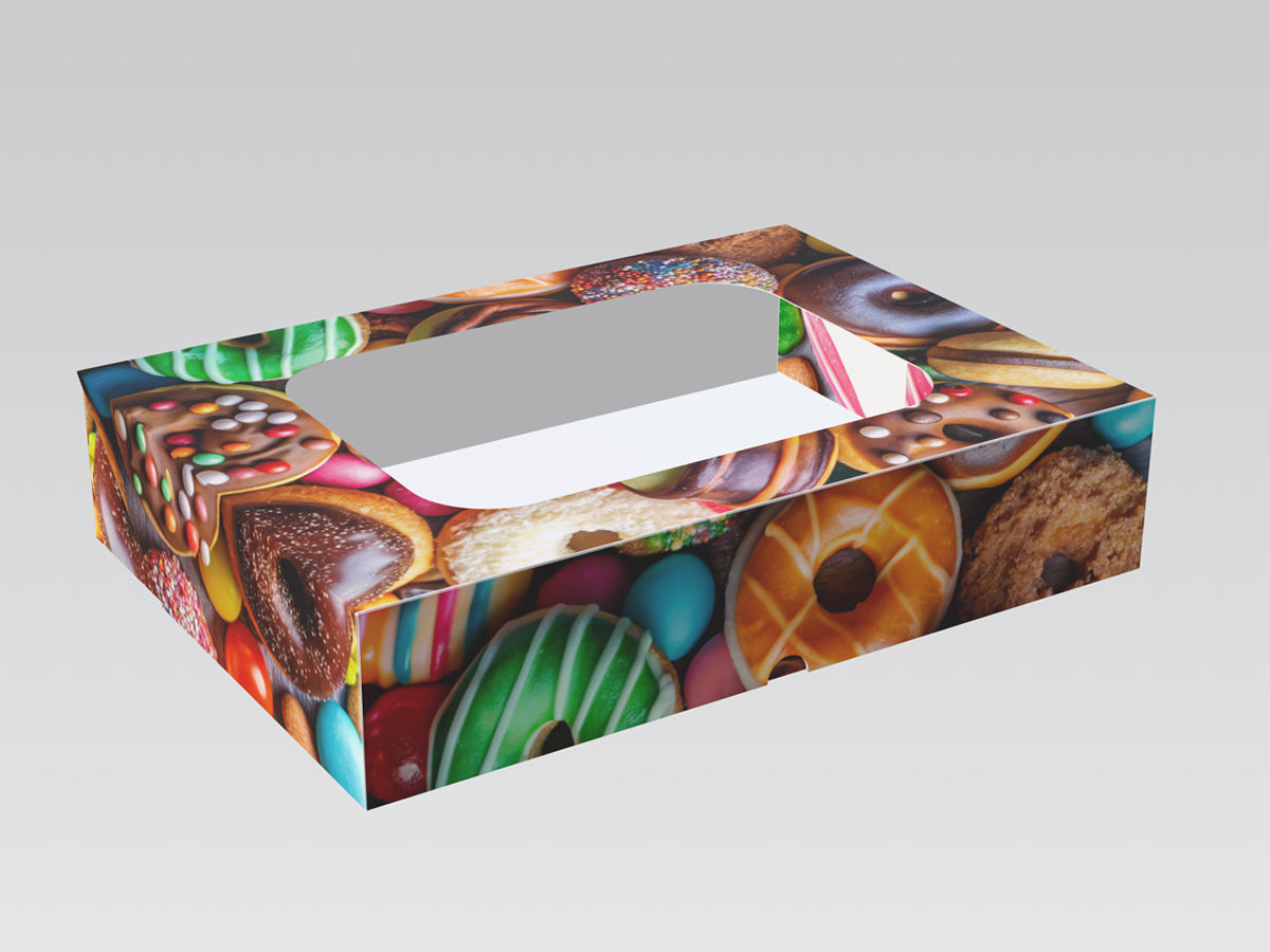 25 Caja Para Donas. IMPRESION DIGITAL. IDEAL PARA EVENTOS Medidas 27x20x6cm.