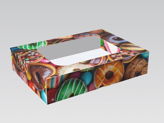25 Caja Para Donas. IMPRESION DIGITAL. IDEAL PARA EVENTOS Medidas 27x20x6cm.