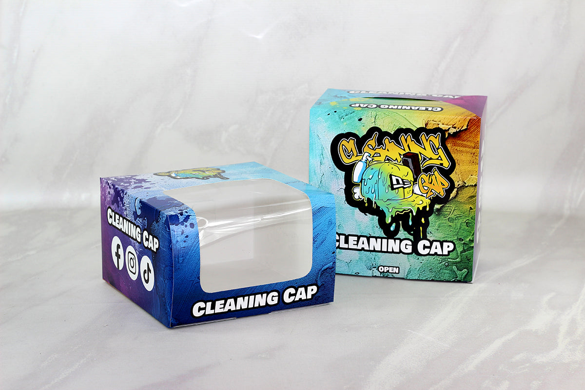 Millar de Cajas para Gorras Full Color en Texcote con Ventana de Acetato Medidas: 20.5×12.5×20.5 cm