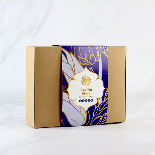 Ciento de Caja en Kraft Grande con Cintillo Personalizado. Medidas: 29x23x8 cms