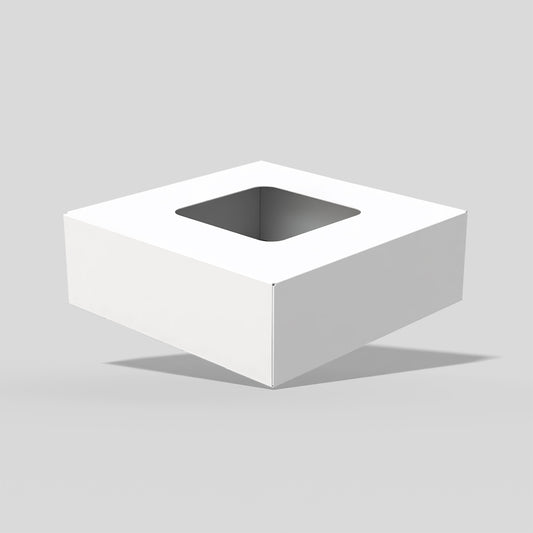 Millar de Cajas con Ventana Elaborada en Texcote. Medidas: 15x15x5 cm.