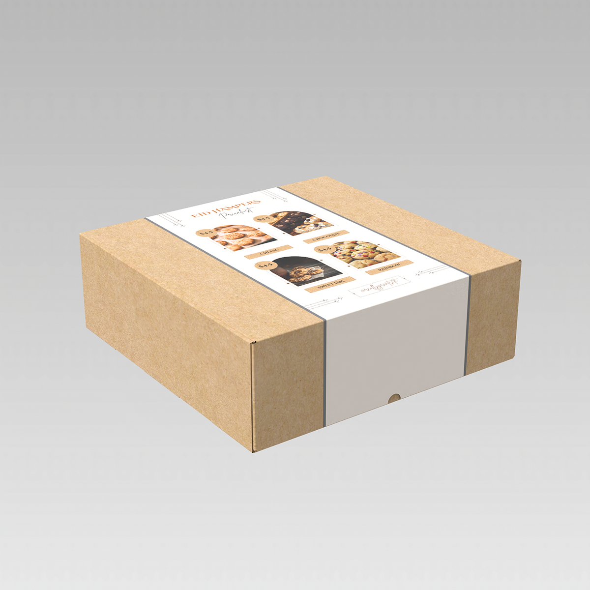Ciento de Cajas Cuadradas.Medidas:30x30x10cm Material Kraft, incluyen 100 Cintillos Personalizados.