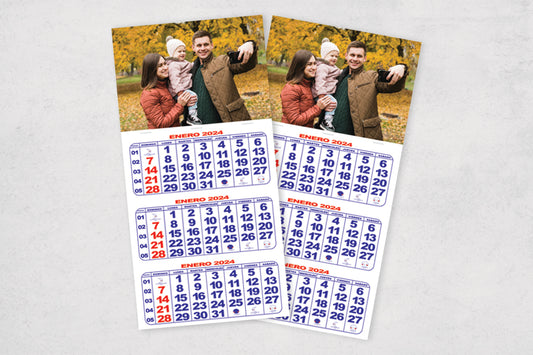25 Calendarios Personalizados, tamaño 11x17 pulgadas.