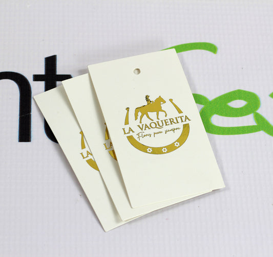 100 Etiquetas Premium con Foil. Medidas 2x3.5 pulgadas.
