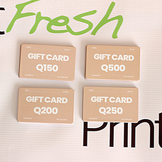 Gift Card Sublimados Frente y Atrás. Medidas 8.5x5.5 cm