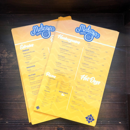 12 Menús para Restaurantes Oficio Laminados Rígidos Encapsulados Tiro y Retiro