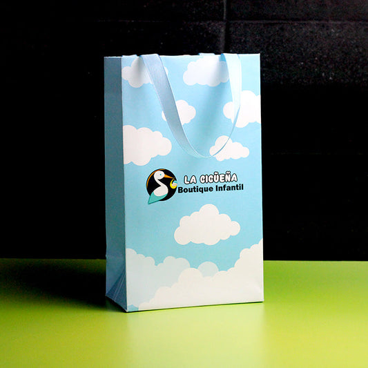 1 Ciento de Bolsas Tipo Boutique Full Color Pequeña Medidas: 14x25x9 cm