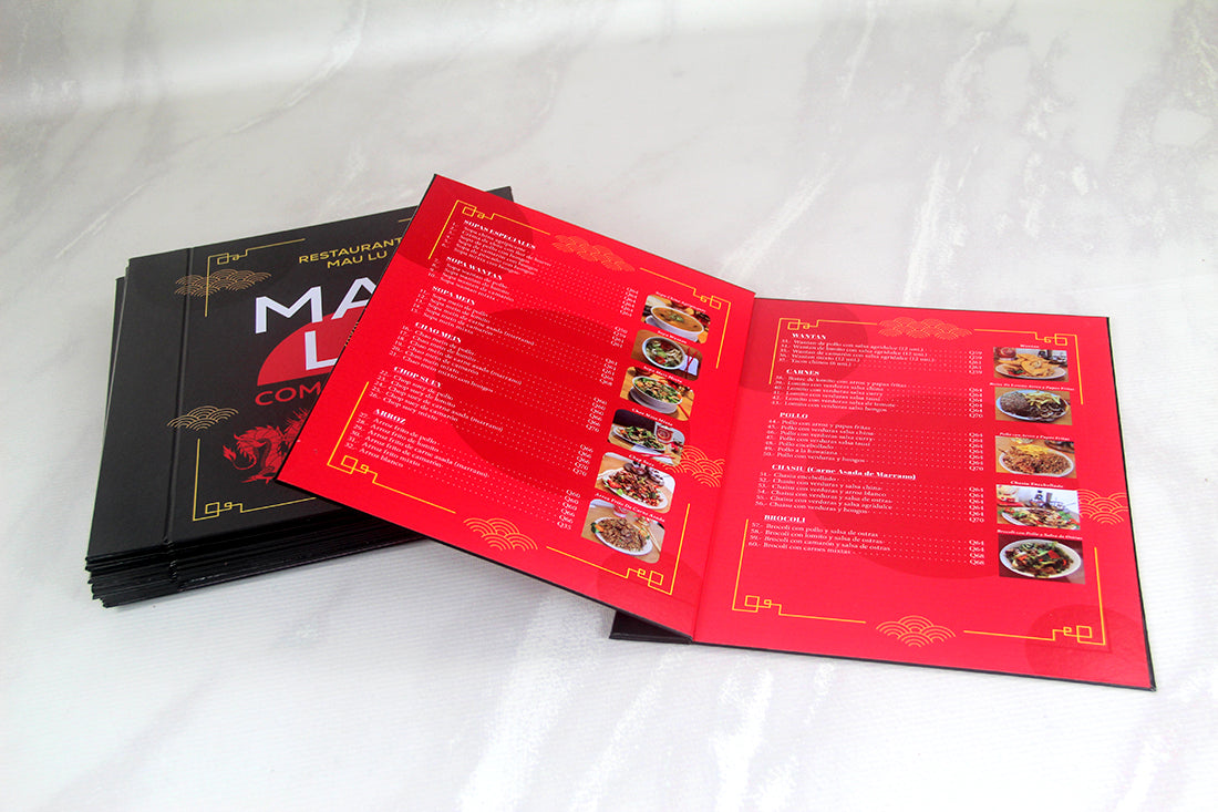 12 Menús Premium para Restaurantes. Medidas 10.5x12 pulgadas.