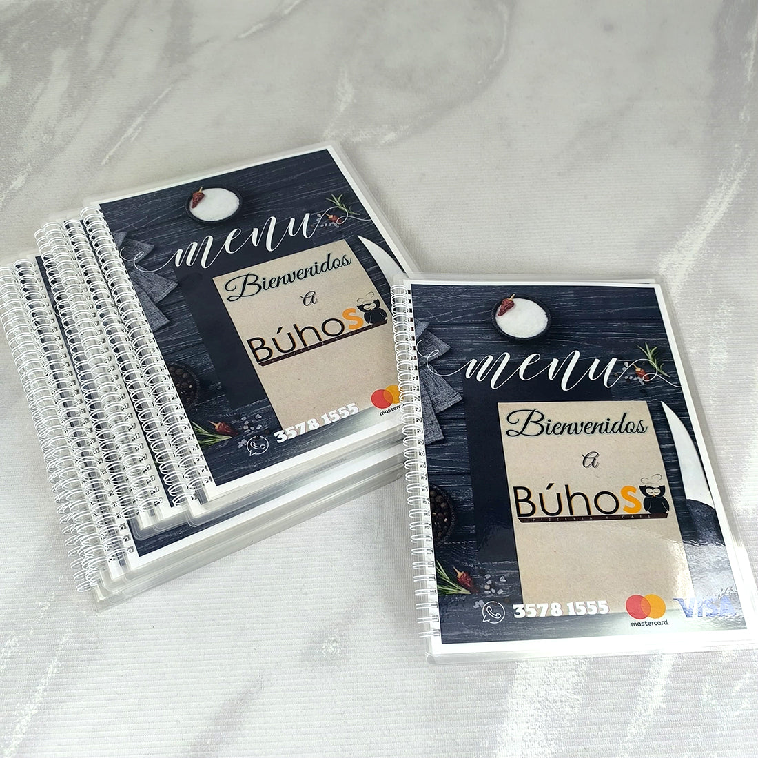 12 Menús para Restaurantes Tamaño Carta Laminado Rígido Encapsulado Incluye: 3 HOJAS / 6 PAGINAS