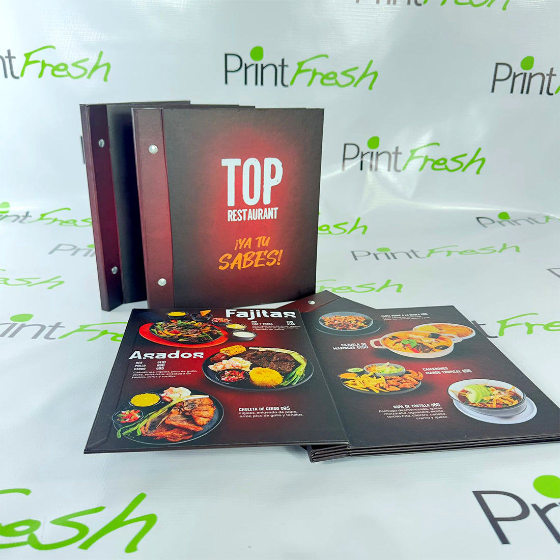 12 Menús Premium para Restaurantes. Medidas 10.5x12 pulgadas. INCLUYE: 6 HOJAS/12 PAGINAS