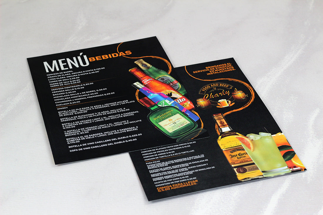 12 Menús para Restaurantes Laminados Tiro y Retiro Tamano: Carta u Oficio