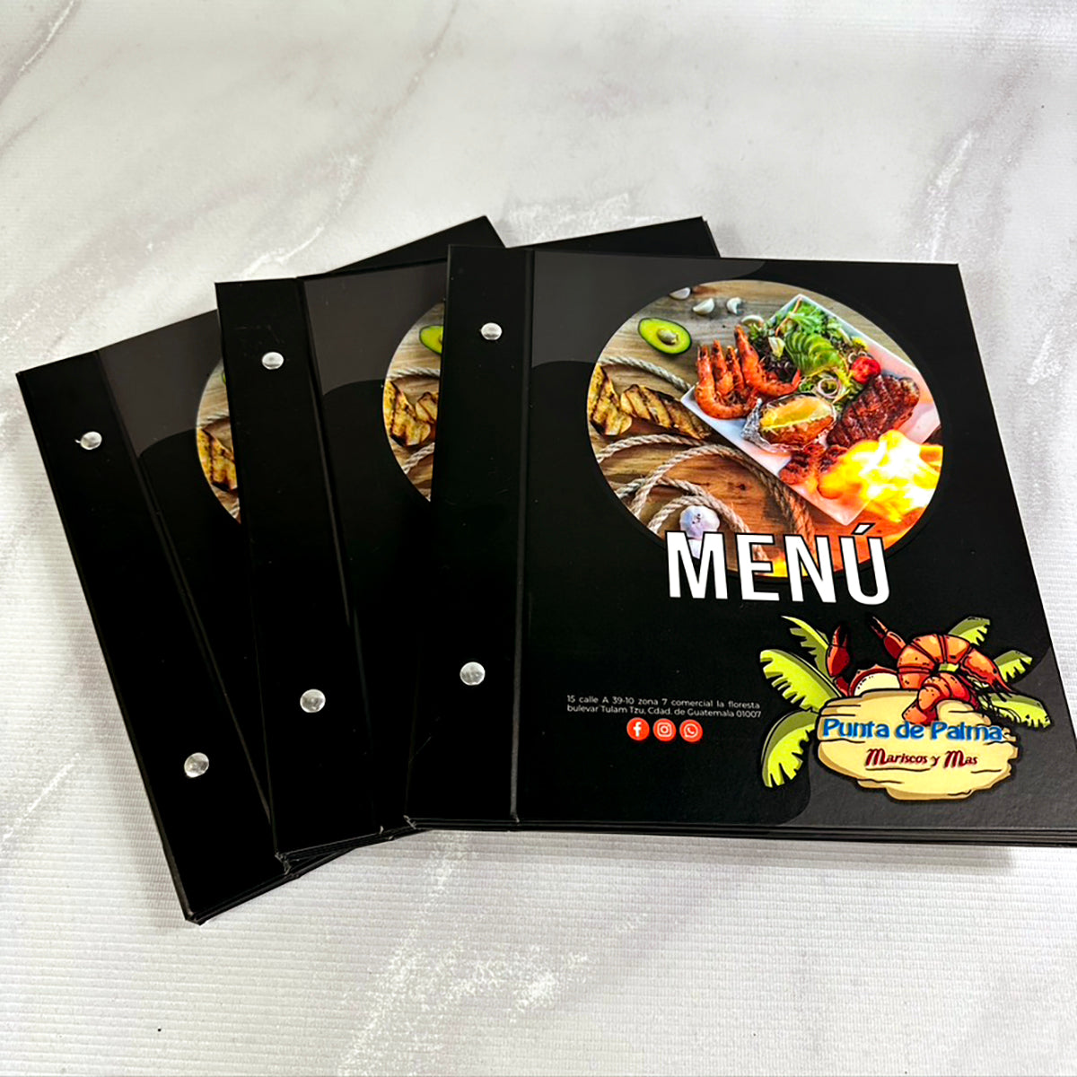 12 Menús Premium para Restaurantes. Medidas 10.5x12 pulgadas. INCLUYE: 6 HOJAS/12 PAGINAS
