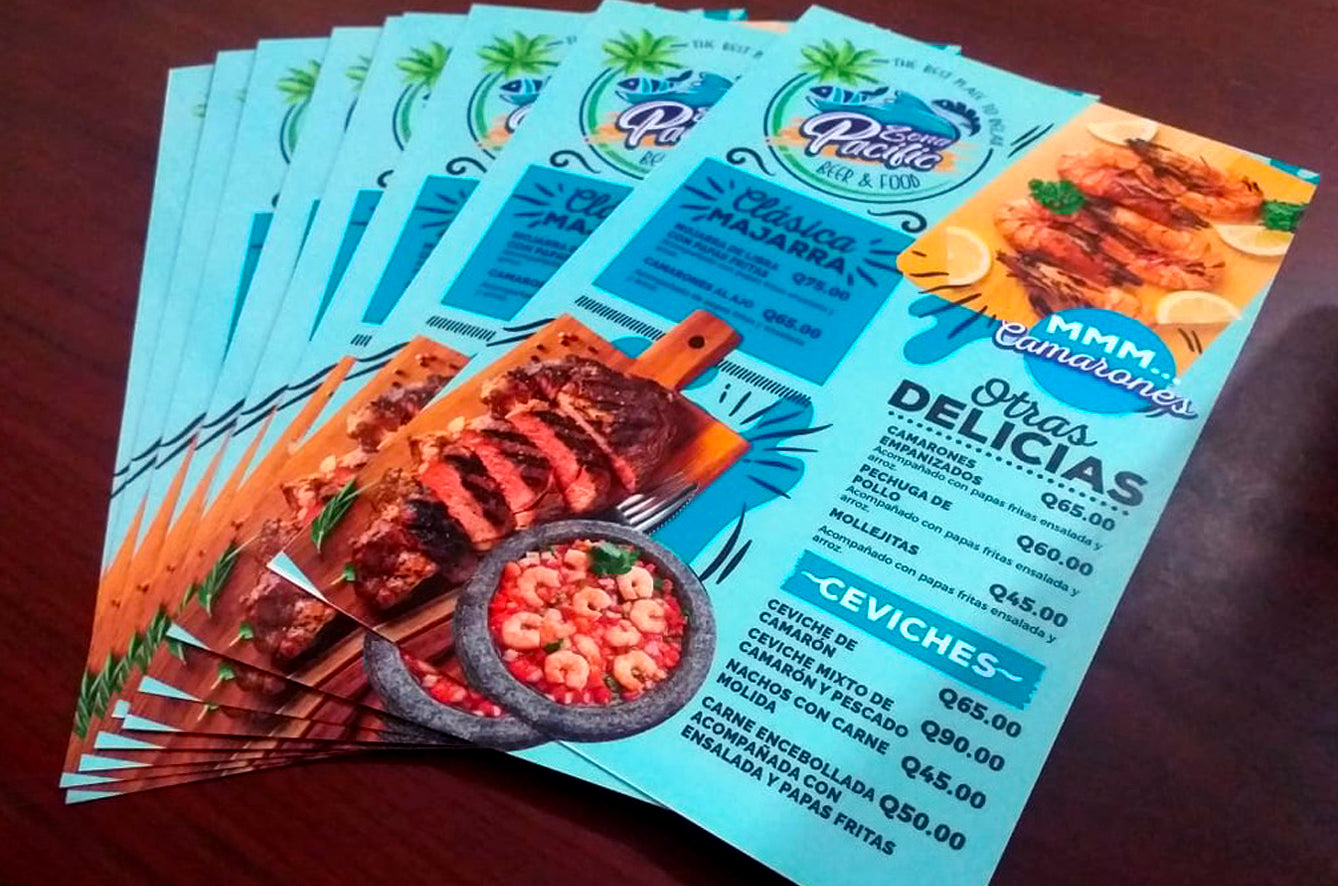 12 Menús para Restaurantes 8.5x13 pulgadas. Laminados Tiro y Retiro