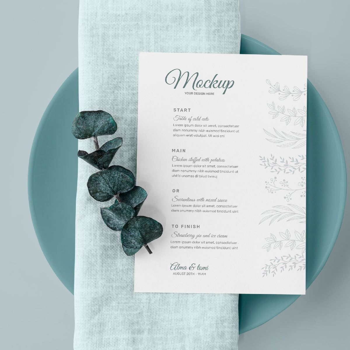 25 Menús o Programas para Bodas. Medidas 5x8 pulgadas