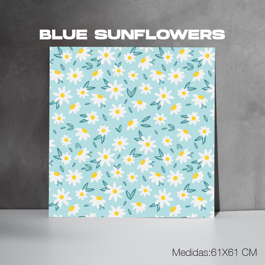 Backs para Fotografía (BLUE SUNFLOWERS) Medida 60x60cm.