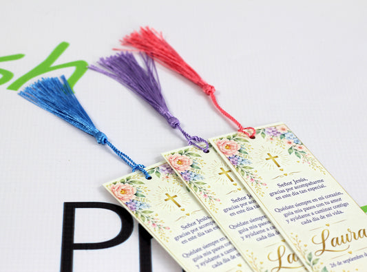 25 Separadores para Libros Full Color con Borla de Color Surtido Medidas: 2x7 pulgadas.