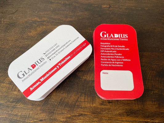 Ciento de Tarjetas de Presentación Tiro y Retiro Full Color Troqueladas con Puntas Redondeadas