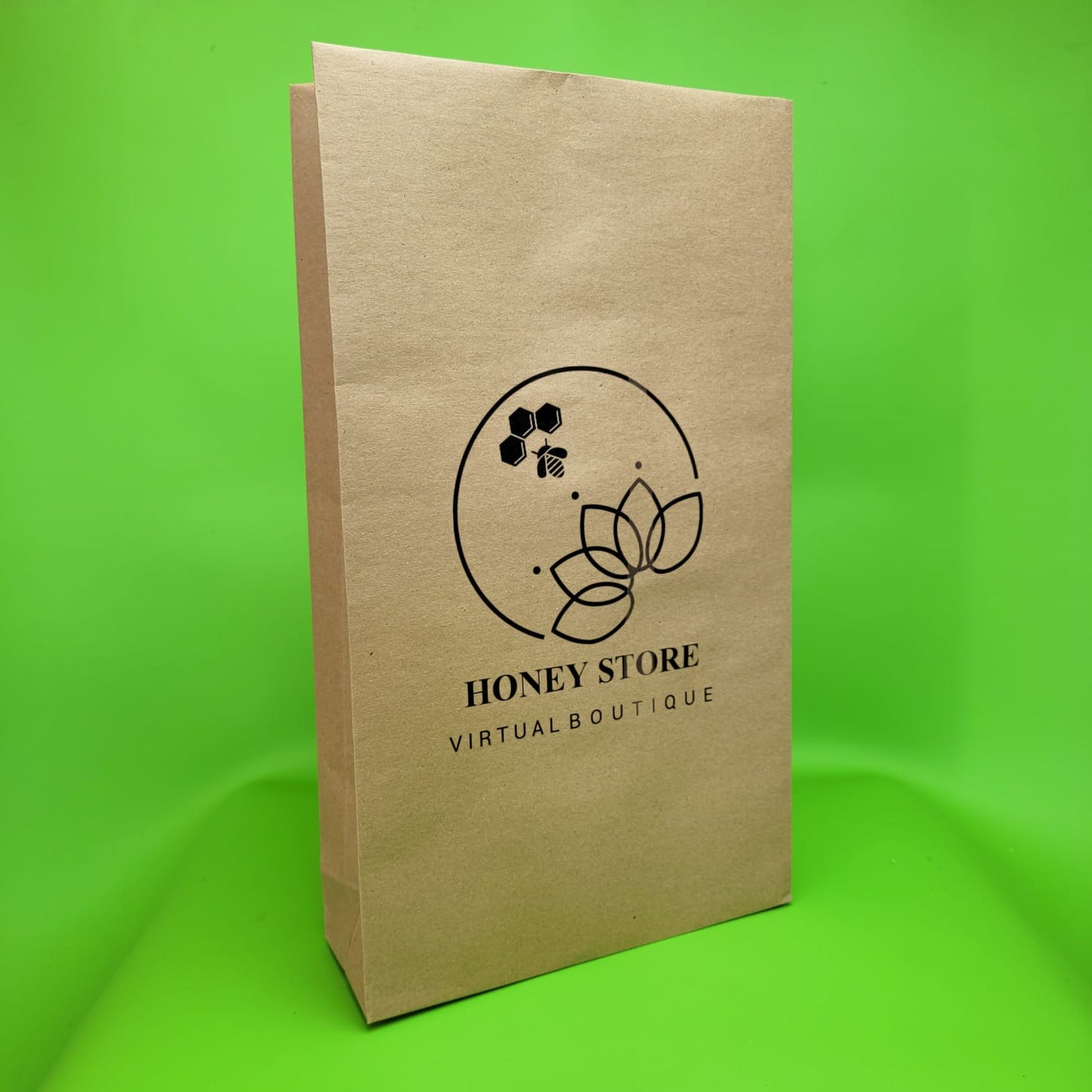 Bolsa Kraft Impresas en Negro VENTA MINIMA 5MIL UNIDADES. Medidas: 22x40x8cm