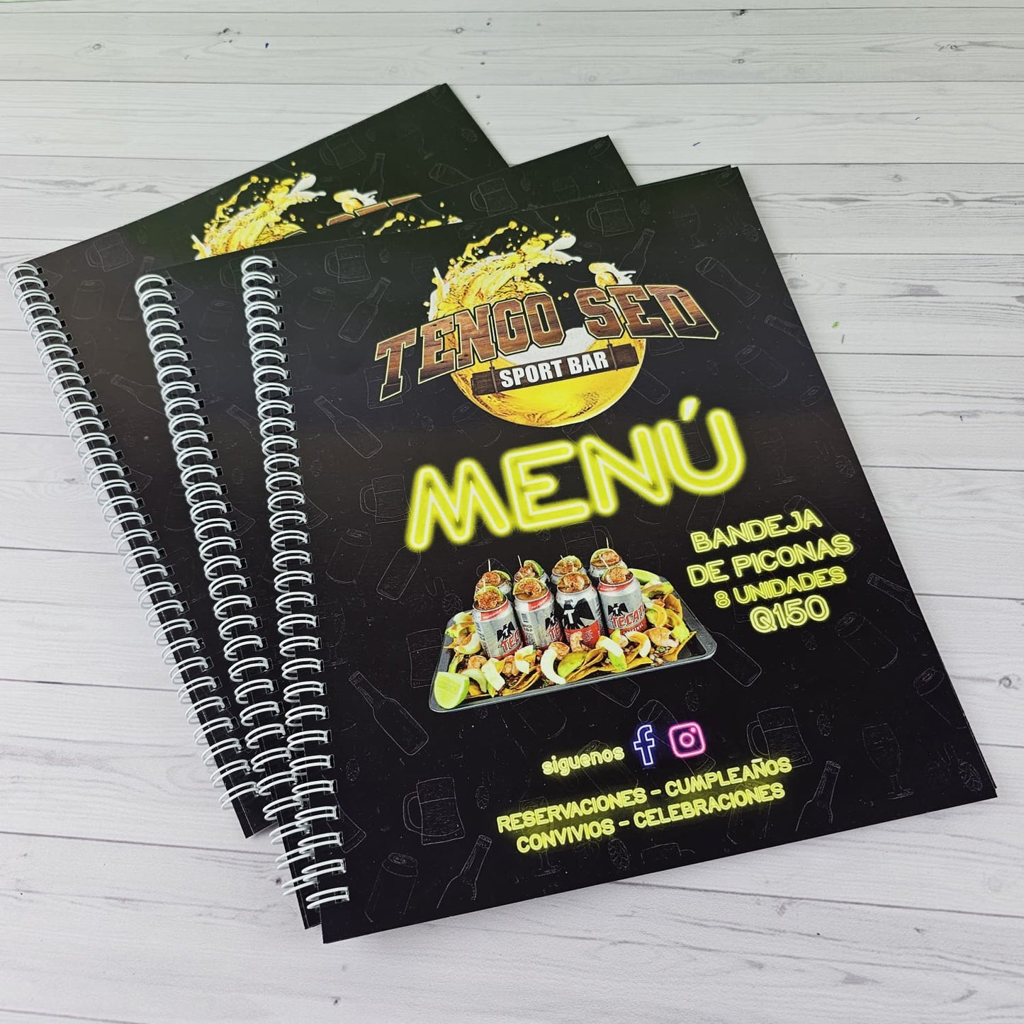 12 Menús para Restaurantes Tamaño Carta Con Espiral Laminados Incluye: 3 HOJAS / 6 PAGINAS
