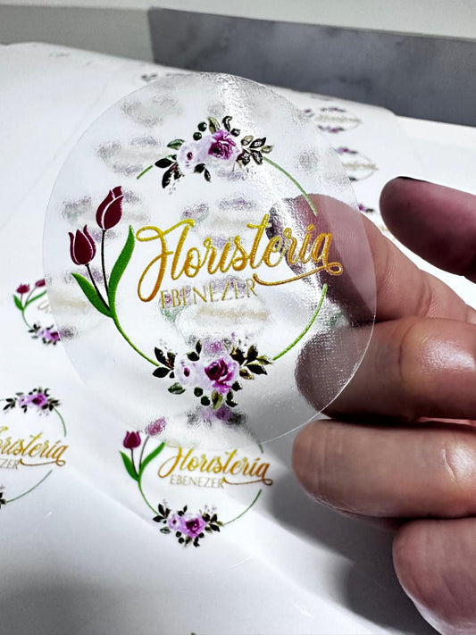 Ciento de Stickers Transparentes Full Color (NO BLANCO) Medidas: 2 pulgadas