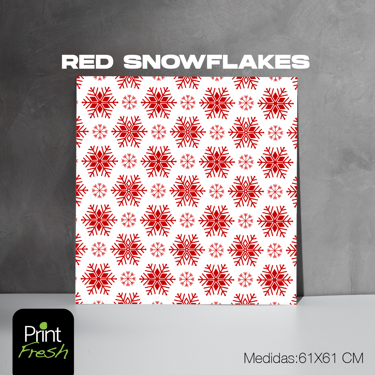 Backs para Fotografía (RED SNOWFLAKES) Medida 60x60cm.