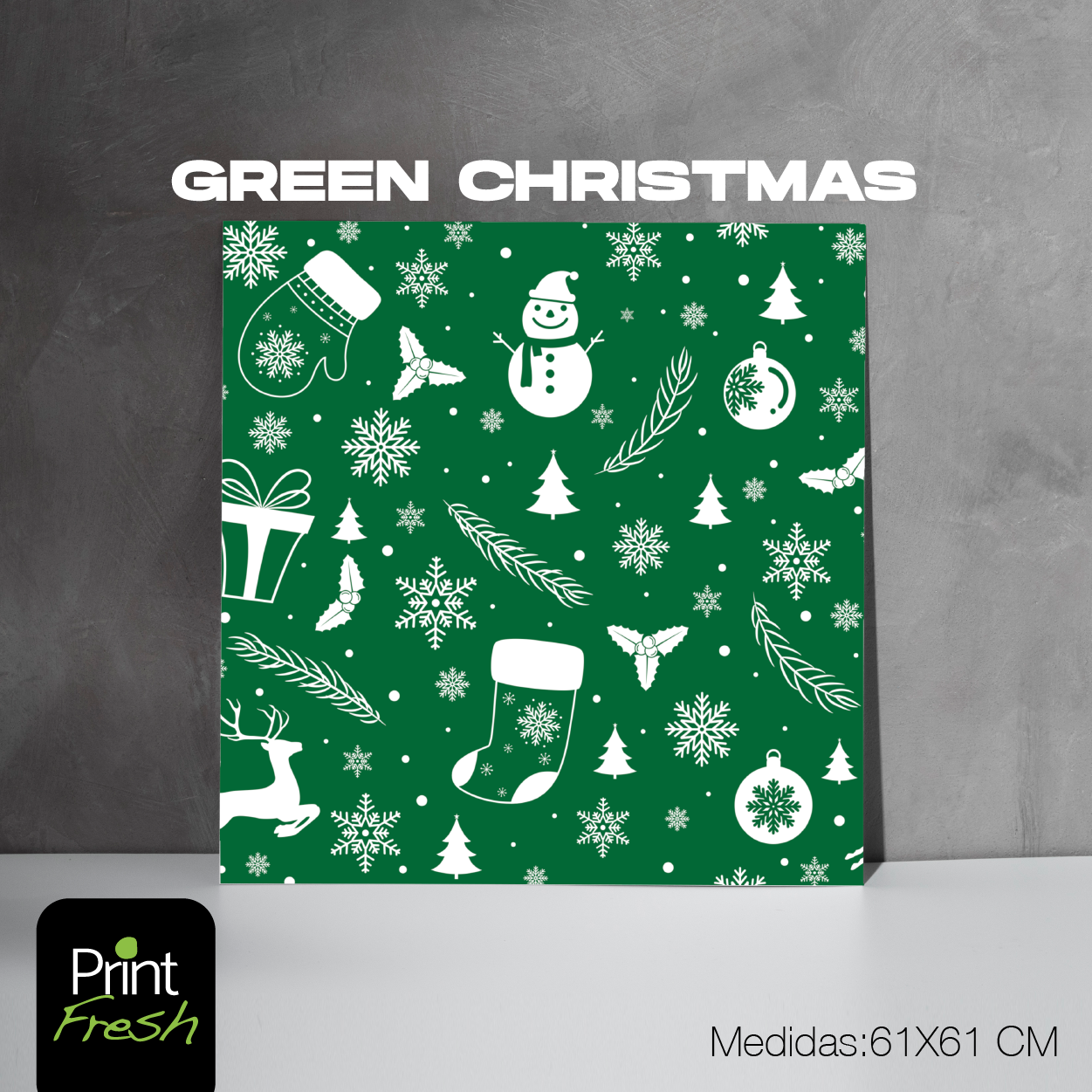 Backs para Fotografía (GREEN CHRISTMAS) Medida 60x60cm.