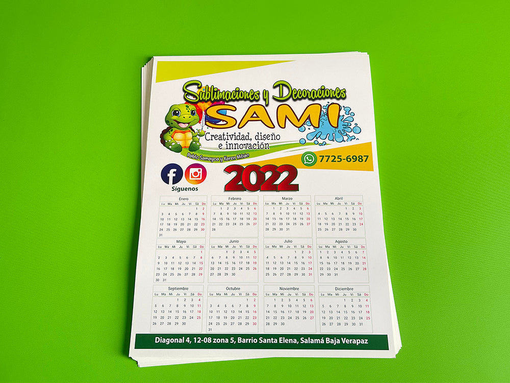 Ciento de Calendario Tamaño Carta Full Color