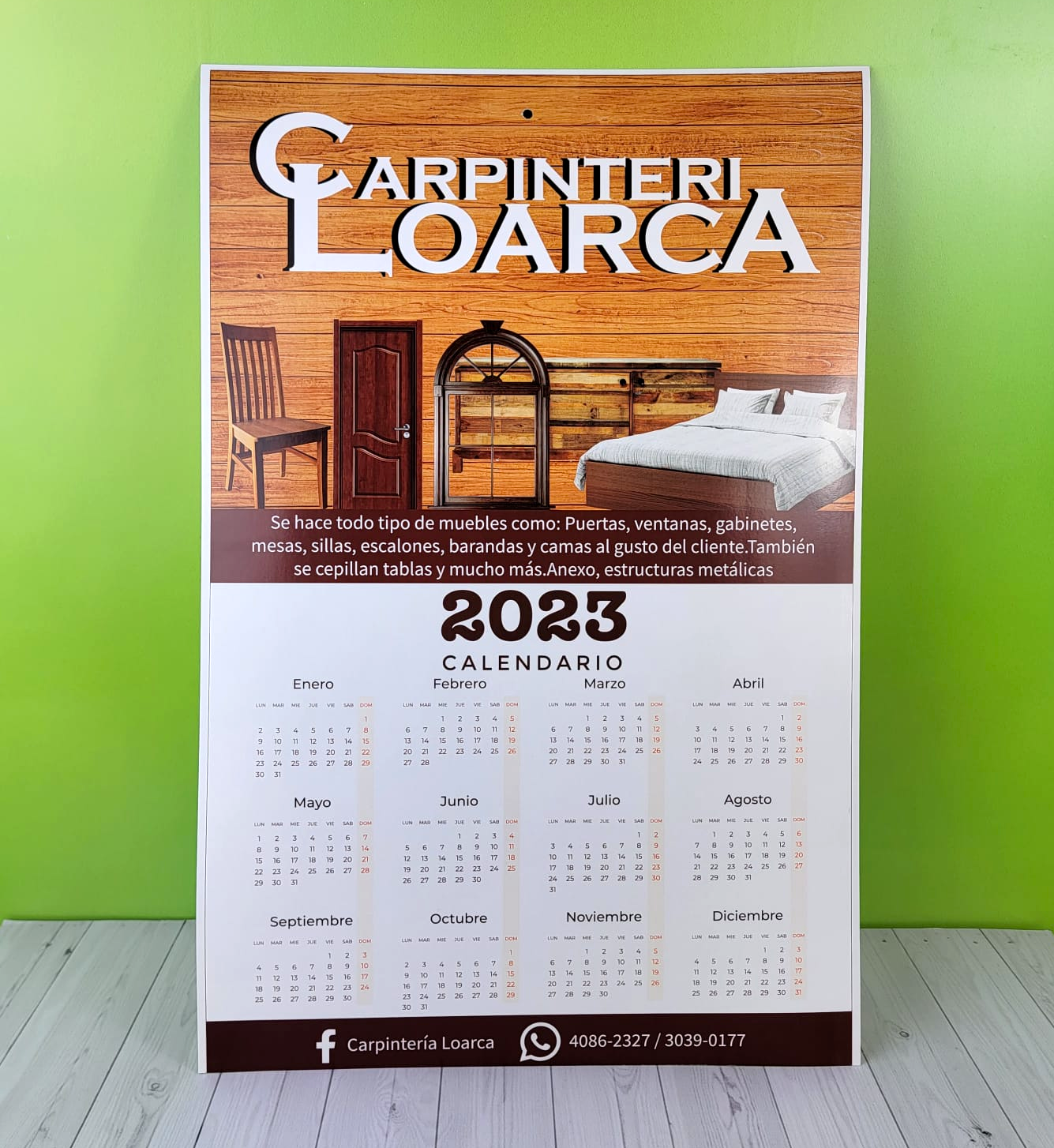 Ciento de Calendarios de Pared, tamaño 12.5×19 Full Color