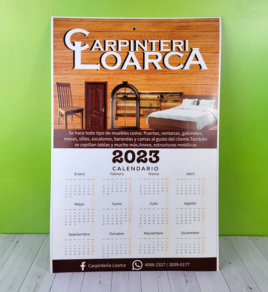 Ciento de Calendarios de Pared, tamaño 12.5×19 Full Color