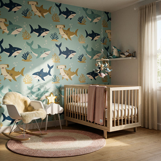 Vinil Decorativo (TIBURONES INFANTIL) Medida: Rollo 1x9.50 Metros. INCLUYE INSTALACIÓN GRATUITA EN CAPITAL.