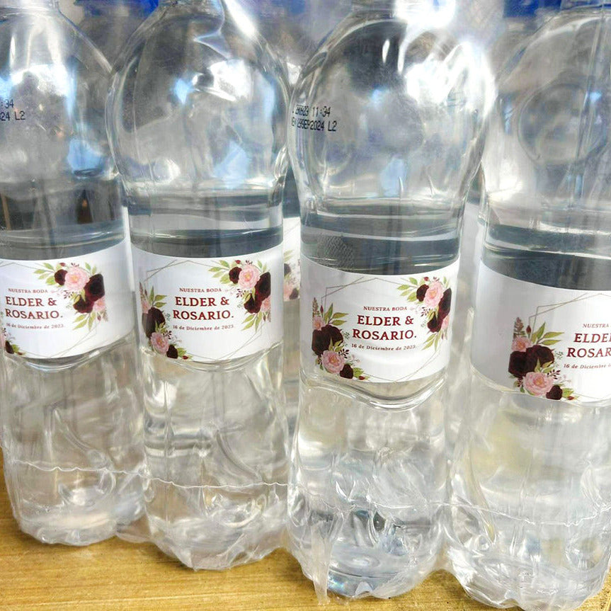 500 Etiquetas para Botellas Agua Pura. Medidas: 22x5 cm.