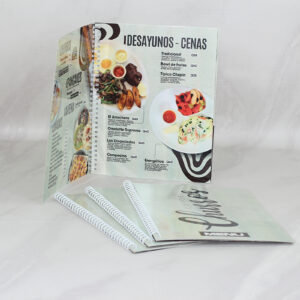 12 Menú Restaurantes Tamaño Carta Con Espiral Laminados Incluye: 6 HOJAS / 12  PAGINAS