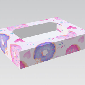 Millar de Caja Para Donas. Full Color en Texcote. Medidas 27x20x6cm.